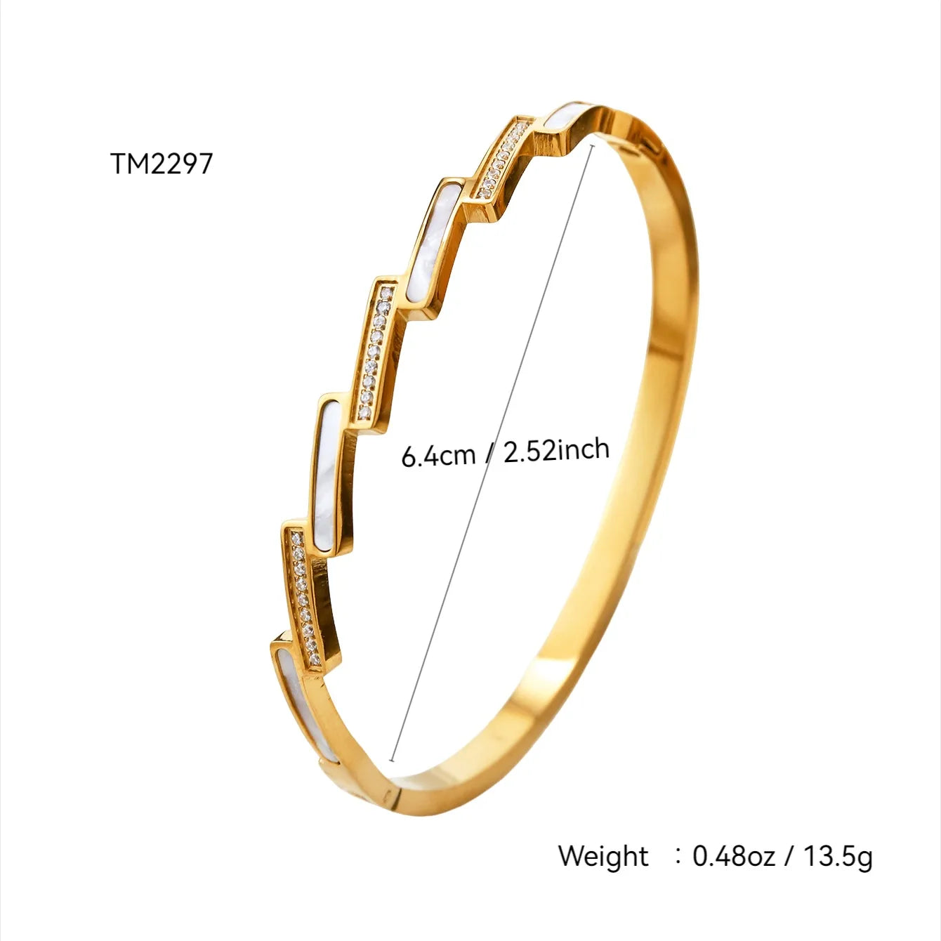 Elegant Stainless Steel 18K Gold Plated Geometric Zirconia Ladies Bracelet