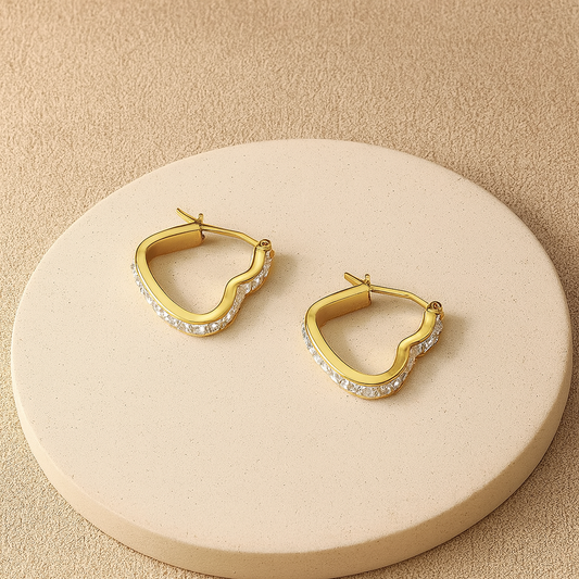 Heart Shape 304 Stainless Steel 18K Gold Plated Earrings