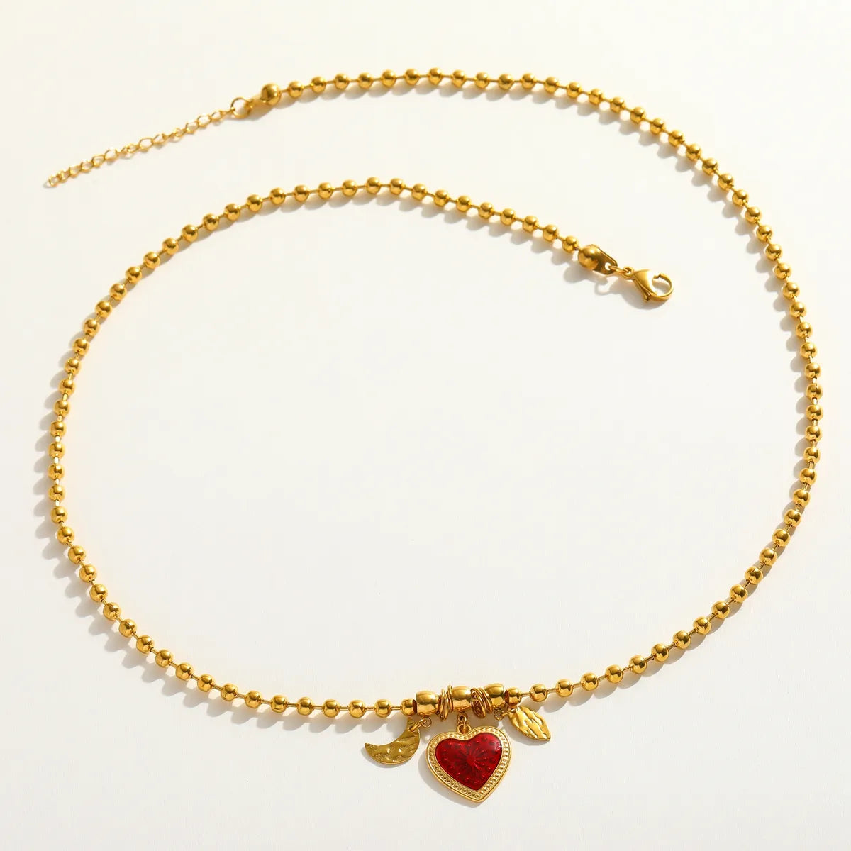 Romantic Street Fashion 18K Gold Plated 304 Stainless Steel Heart Sun Pendant Necklace