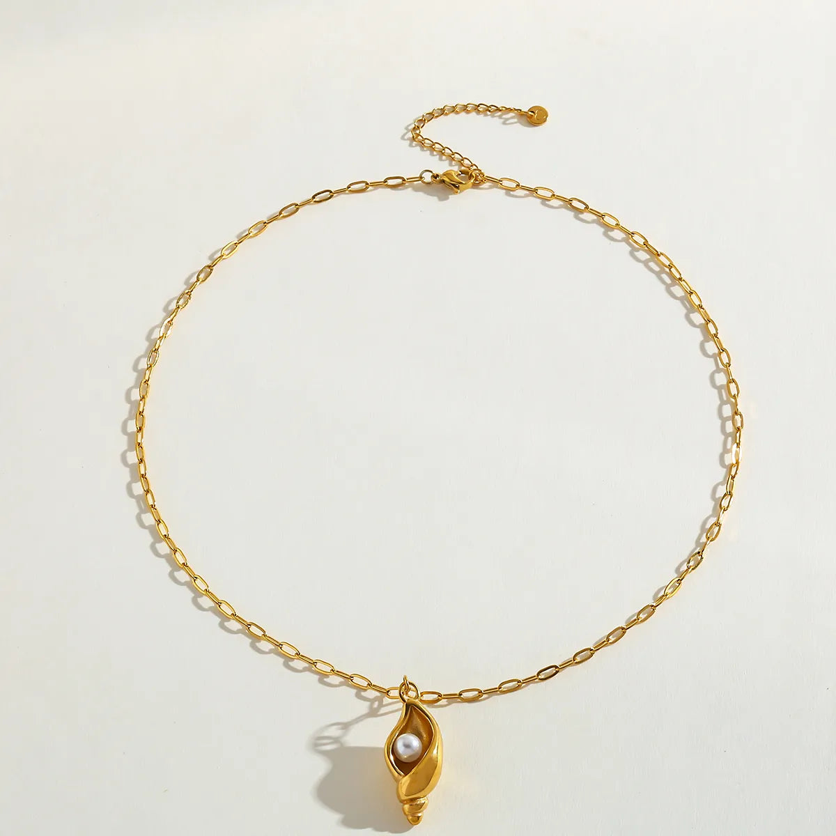 16K Gold Plated Stainless Steel Abalone Shell Pendant Necklace