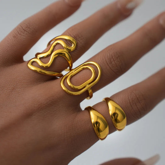 Casual Geometric 304 Stainless Steel 18K Gold Plated Open Ring