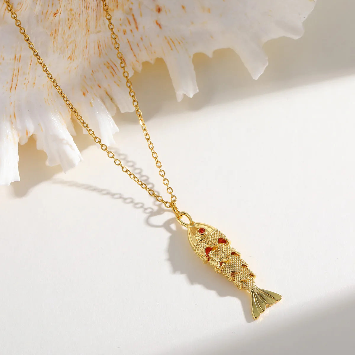 Swinging Fishy 18K Gold Plated Stainless Steel Necklace