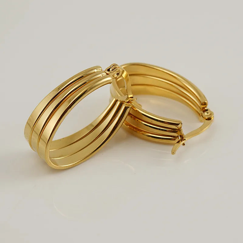 Retro Stripe Hollow Out 304 Stainless Steel 18K Gold Plated Stainless Steel Earrings