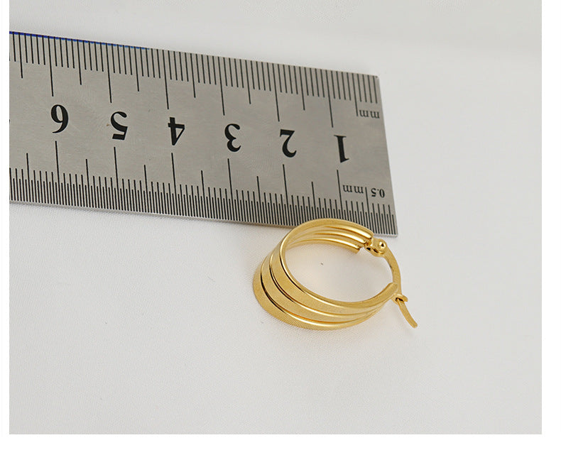 Retro Stripe Hollow Out 304 Stainless Steel 18K Gold Plated Stainless Steel Earrings