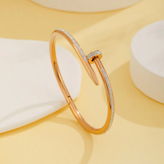 Rose Gold Nail Bracelet 18K Gold Plated 304 Stainless Steel Bangle