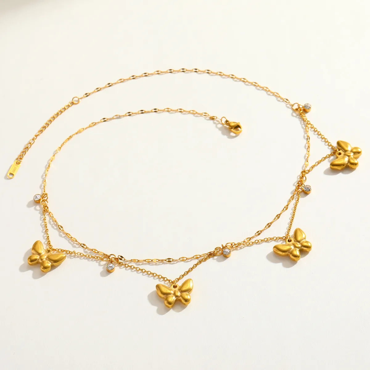 Luxurious Butterfly 18K Gold Plated Stainless Steel With Rhinestone Necklace