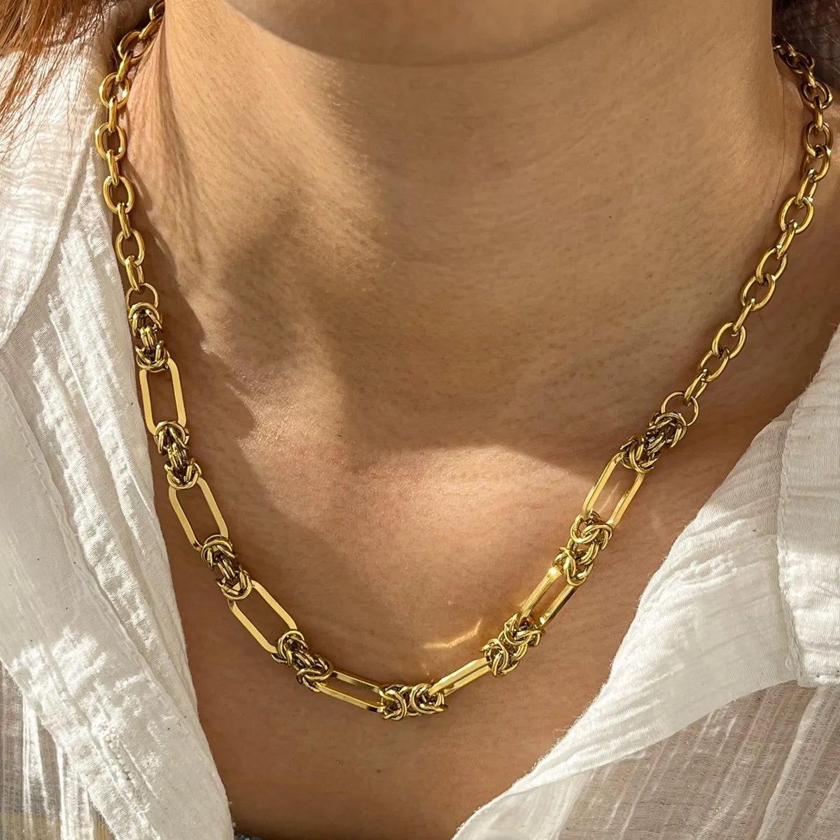 Geometric Irregular 16K Gold Plated 304 Stainless Steel Zirconia Necklace