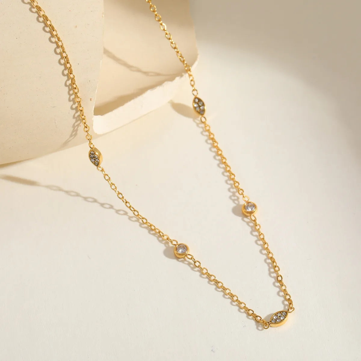 Geometric Irregular 16K Gold Plated 304 Stainless Steel Zirconia Necklace