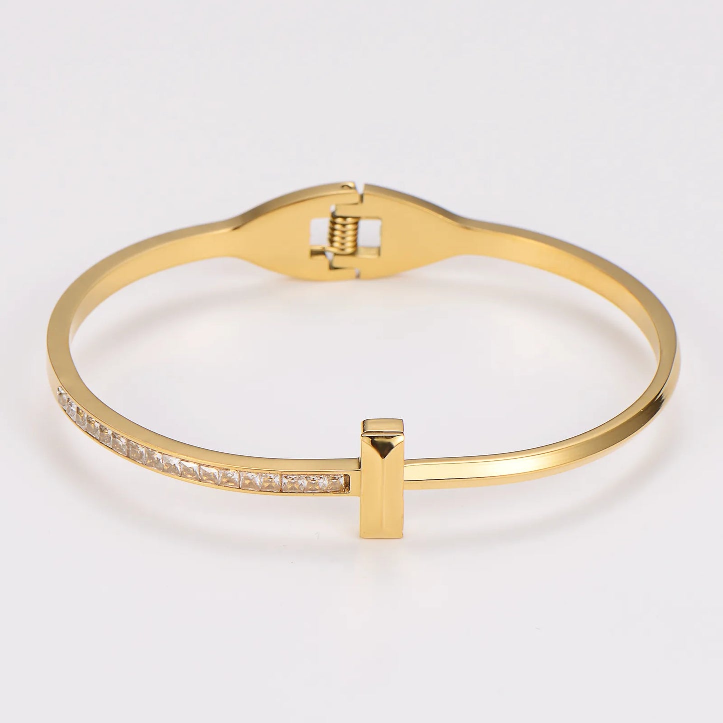 T-Shape 18K Gold Plated 304 Stainless Steel Style Bangle