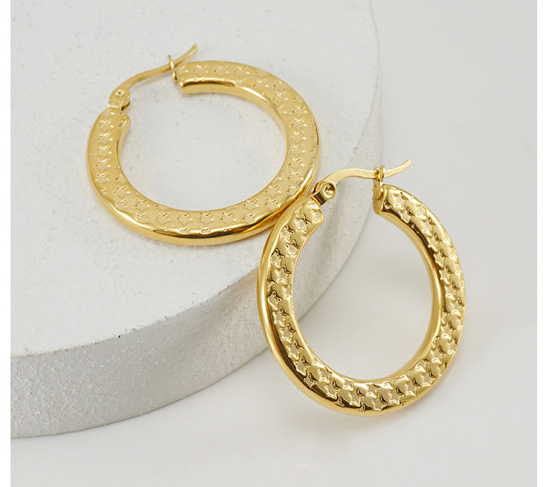 Fashion Round 304 Stainless Steel 18K Gold Plated Stainless Steel Earrings