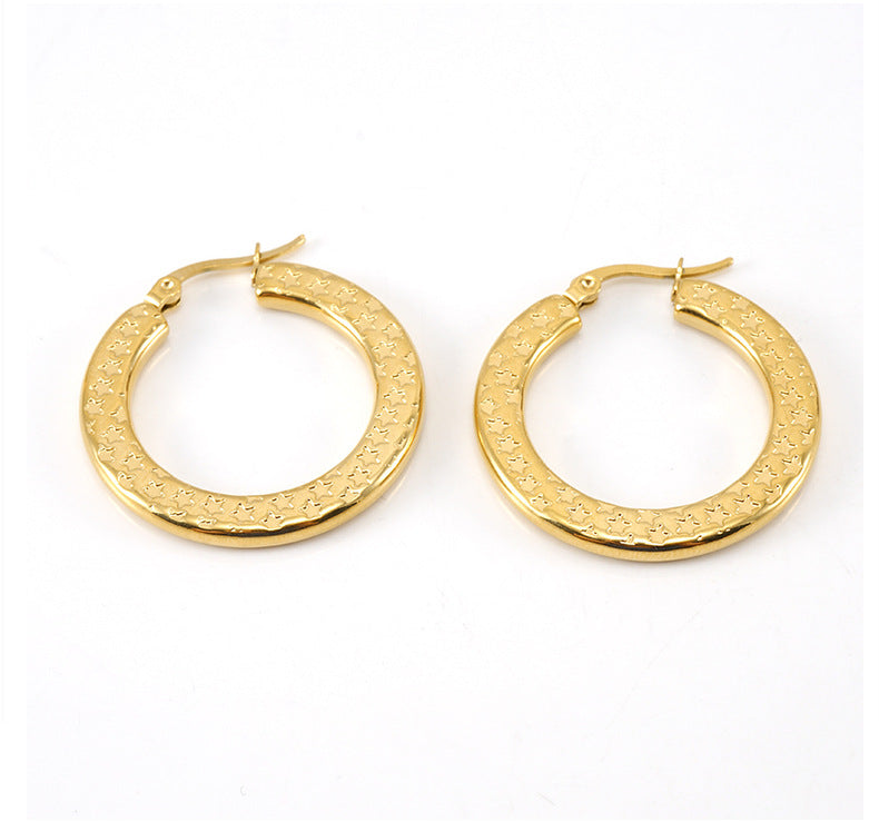 Fashion Round 304 Stainless Steel 18K Gold Plated Stainless Steel Earrings