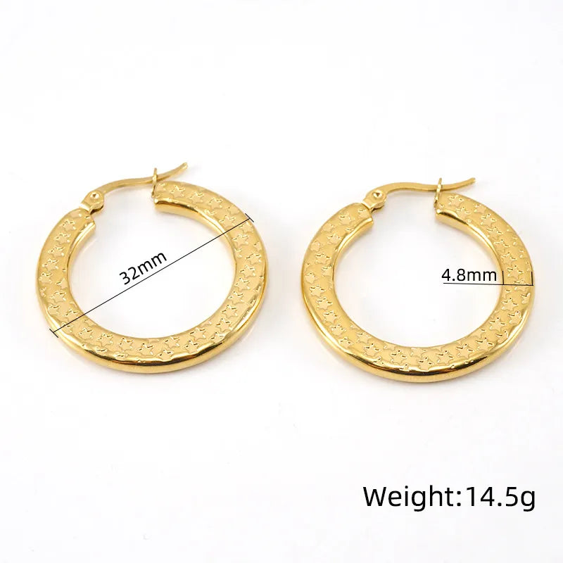 Fashion Round 304 Stainless Steel 18K Gold Plated Stainless Steel Earrings