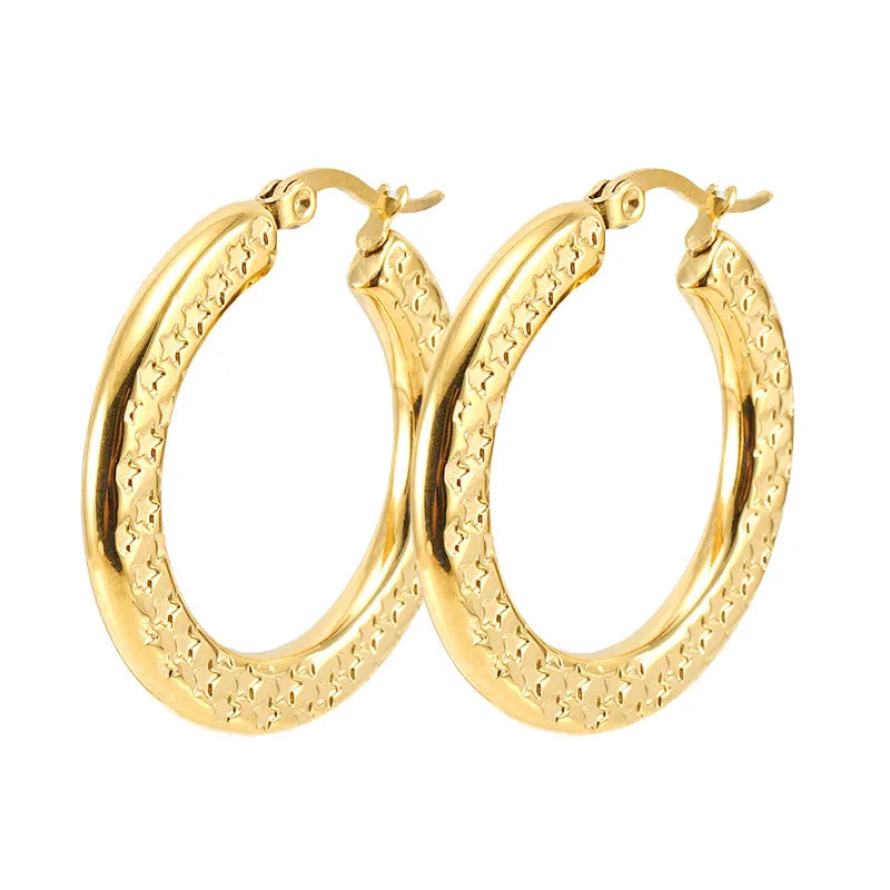 Fashion Round 304 Stainless Steel 18K Gold Plated Stainless Steel Earrings