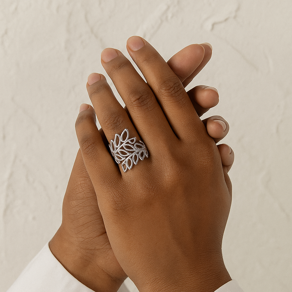Leafy 304 Stainless Steel 18K Gold Plated Stainless Steel Ring