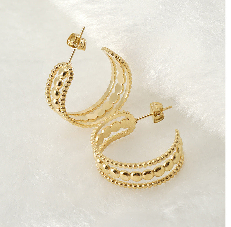 U Shape 304 Stainless Steel 18K Gold Plated Stainless Steel Earrings