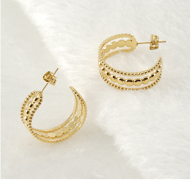 U Shape 304 Stainless Steel 18K Gold Plated Stainless Steel Earrings