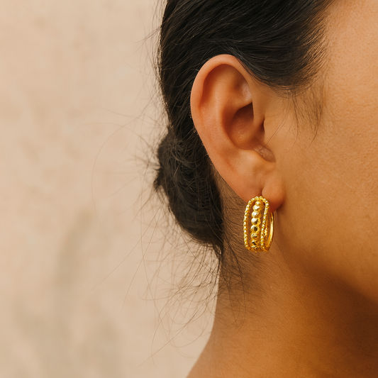 U Shape 304 Stainless Steel 18K Gold Plated Stainless Steel Earrings