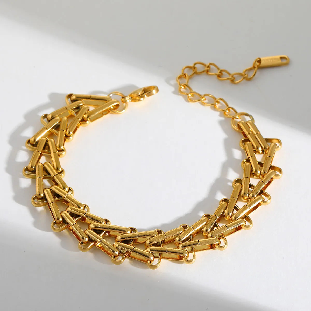 Geometric A-Line 18K Gold Plated Stainless Steel Bracelet