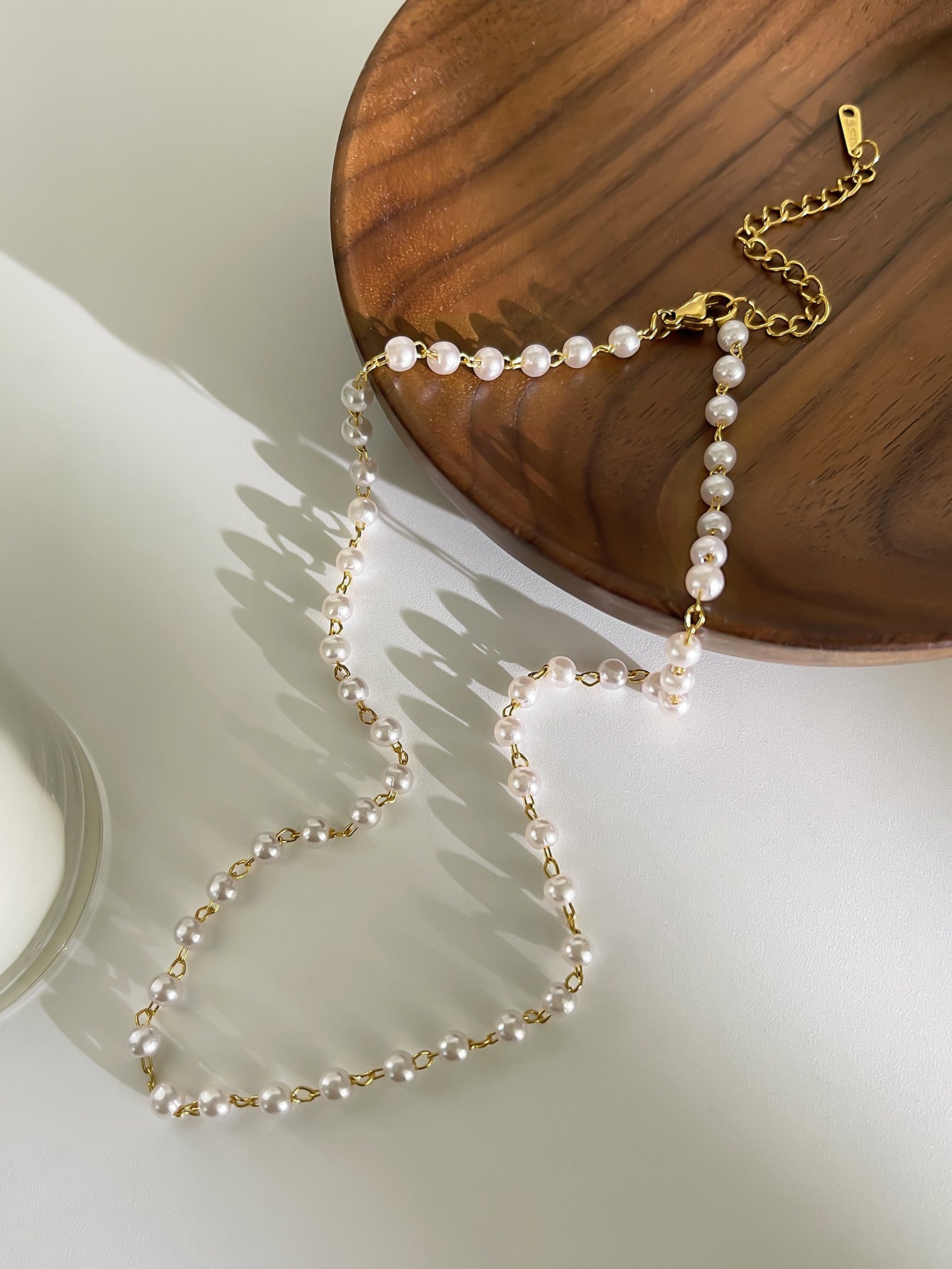 Pearly Bow Knot Styles 18K Gold Plated 316L Stainless Steel Necklace