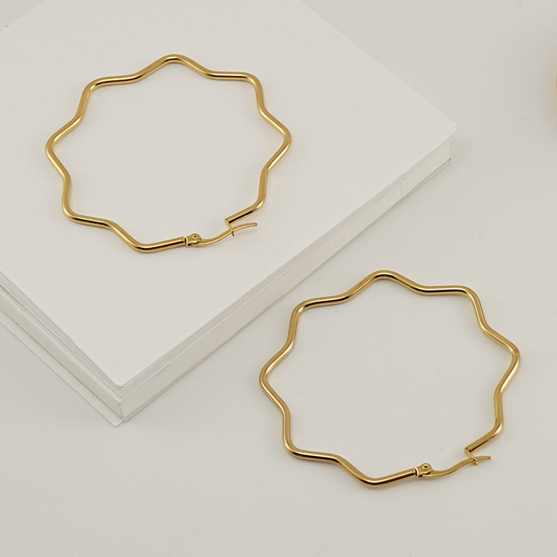 Waves Plating 304 Stainless Steel 18K Gold Plated Earrings