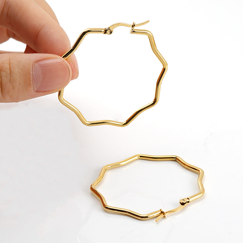 Waves Plating 304 Stainless Steel 18K Gold Plated Earrings