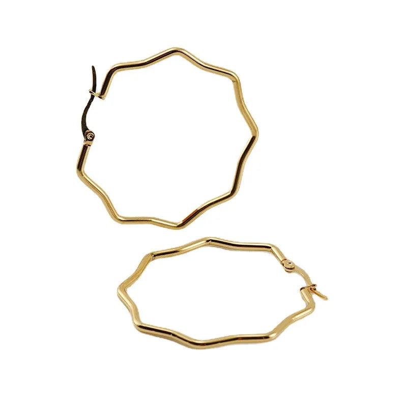 Waves Plating 304 Stainless Steel 18K Gold Plated Earrings