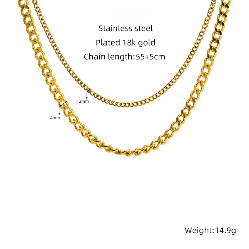 Pretty Daily Double Layered 18K Gold Plated and 304 Stainless Steel Necklace