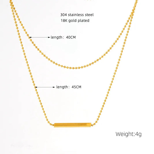 Unique Horizontal Bar Two Layered 18K Gold Plated and 304 Stainless Steel Necklace