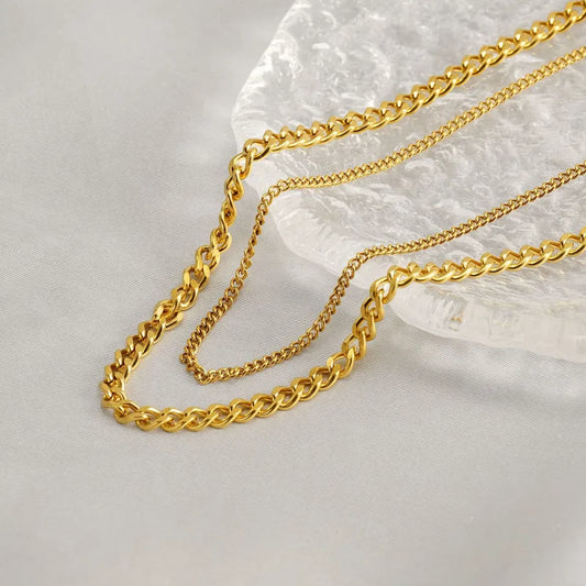 Pretty Daily Double Layered 18K Gold Plated and 304 Stainless Steel Necklace