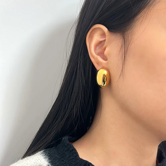 18K Gold Plated Stainless Steel Oval Casual Chic Ear Cuffs