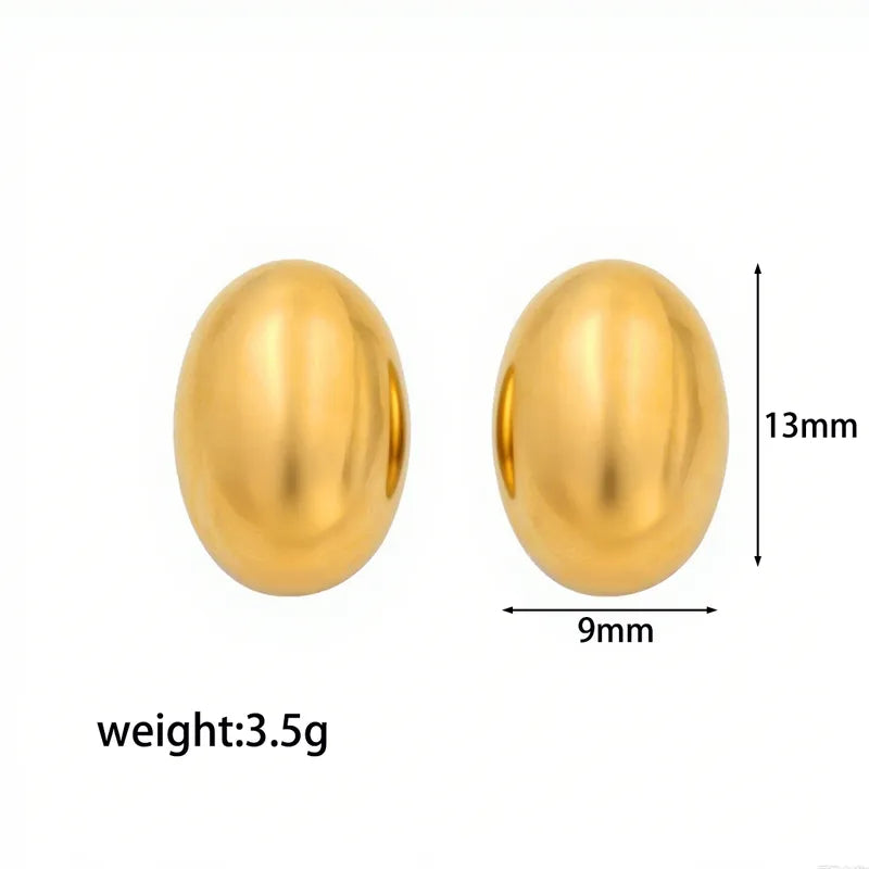 18K Gold Plated Stainless Steel Oval Casual Chic Ear Cuffs