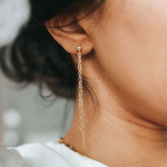 Luxury 18K Gold Plated Stainless Steel Chain Shaped Earrings