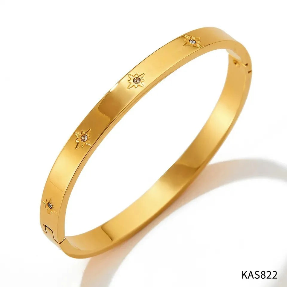 Bright Star 16K Gold Plated Gold Plating Geometric 304 Stainless Steeled Bangle
