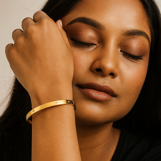 Bright Star 16K Gold Plated Gold Plating Geometric 304 Stainless Steeled Bangle