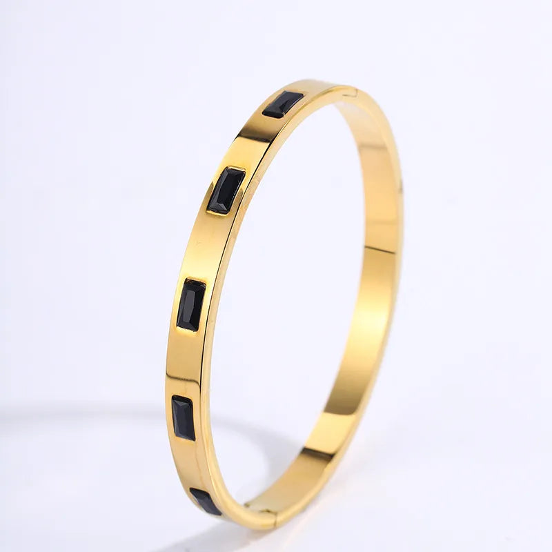 Elegant Glam 18K Gold Plated Round 304 Stainless Steel Bangle
