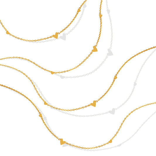 Heart Shape 304 Stainless Steel 18K Gold Plated Plating Stainless Steel Necklace/Bracelet