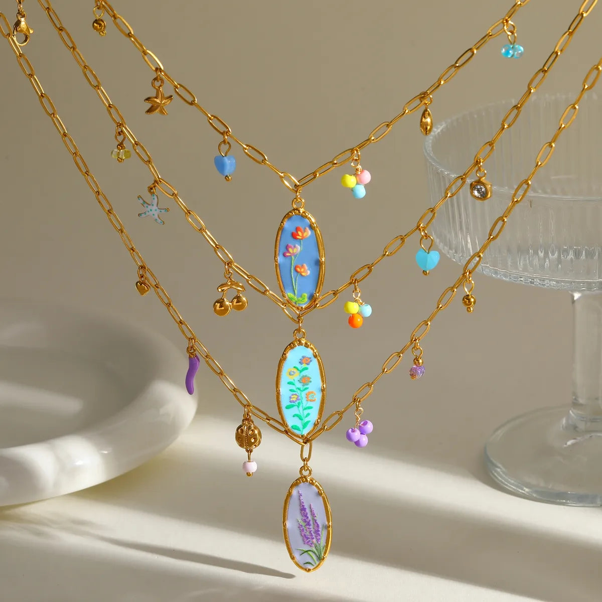 Sweet Flowers 18K Gold Plated Stainless Steel Necklace