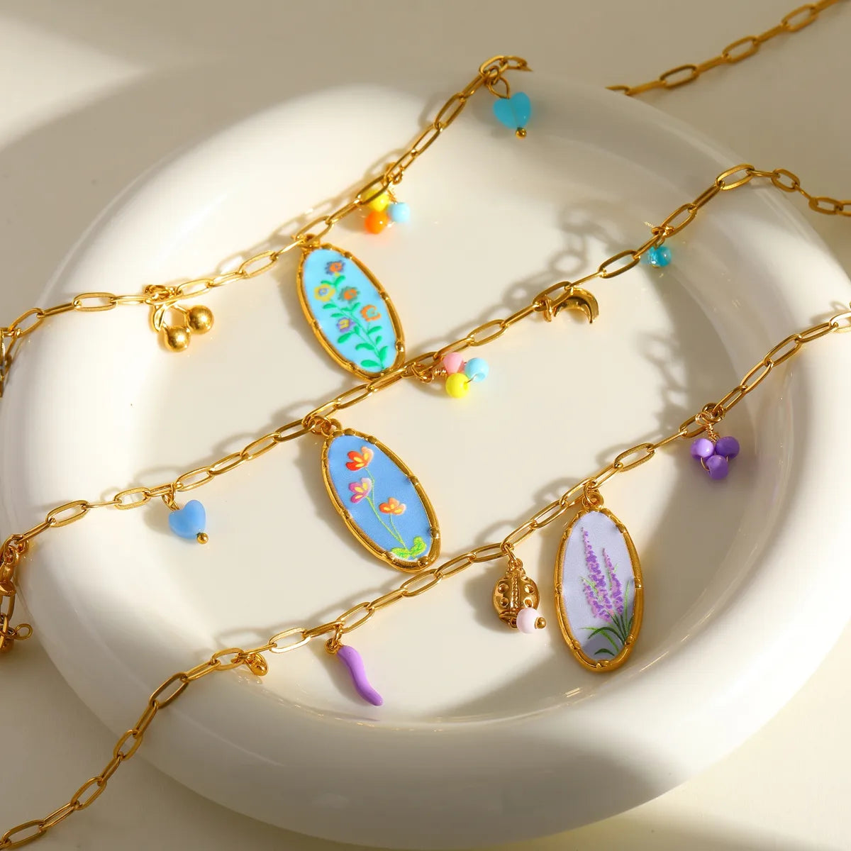 Sweet Flowers 18K Gold Plated Stainless Steel Necklace