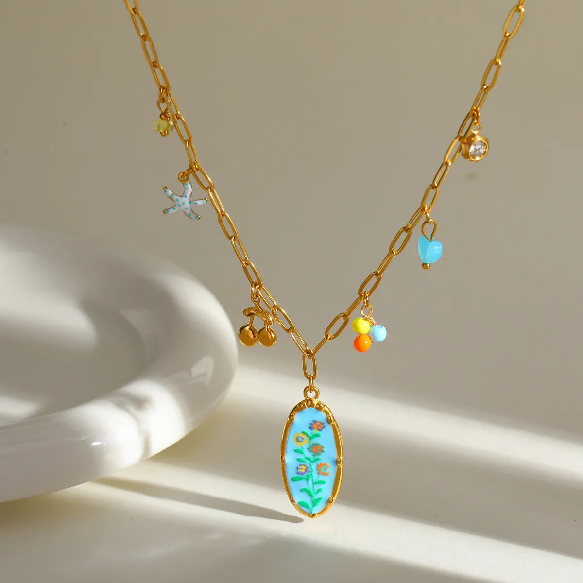Sweet Flowers 18K Gold Plated Stainless Steel Necklace