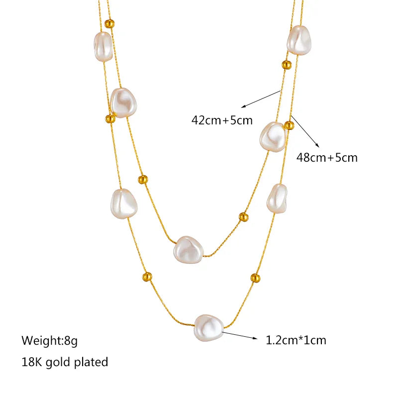 Pearl 304 Stainless Steel 18K Gold Plated Stainless Steel Necklace