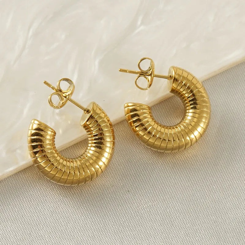 Influencer Style 304 Stainless Steel 18K Gold Plated Stainless Steel Earring