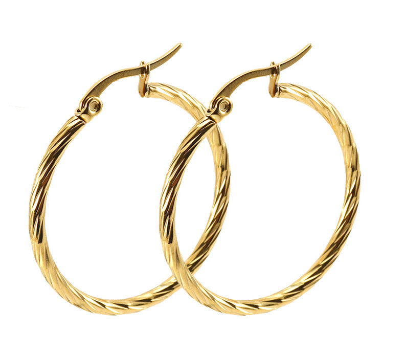 Circle 304 Stainless Steel 18K Gold Plated Hoop Earrings