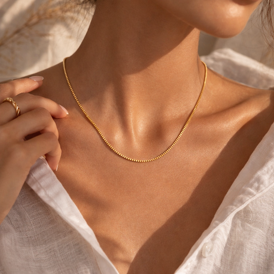 Pleated 18K Gold Plated 304 Stainless Steel Necklace