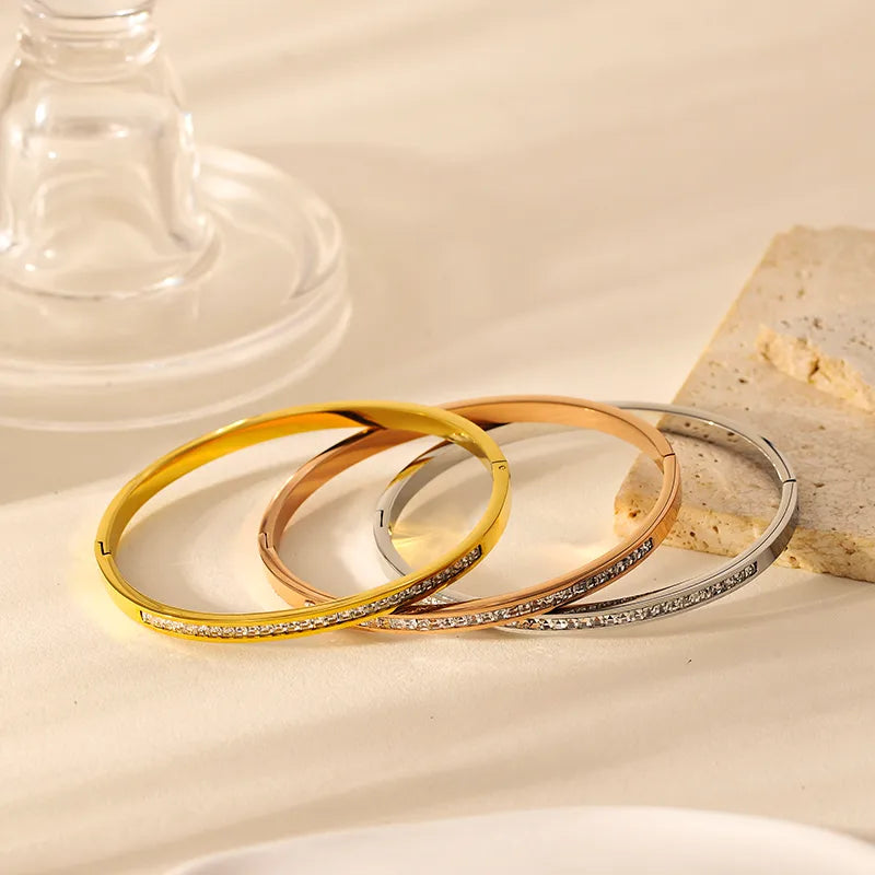 Gold and Rose Gold 18K Gold Plated 304 Stainless Steel Bangle