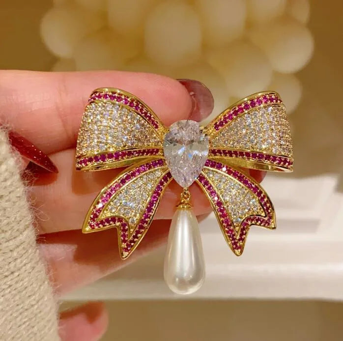 Luxury Vintage Full Diamond Butterfly Knot Lapel Pin Brooch Pin