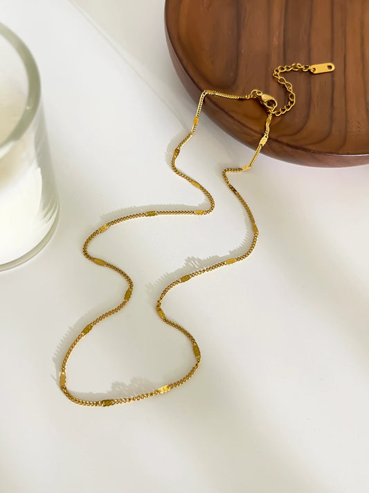 Unique and Simple 316L Stainless Steel 18K Gold Plated Inlay Stainless Steel Necklace