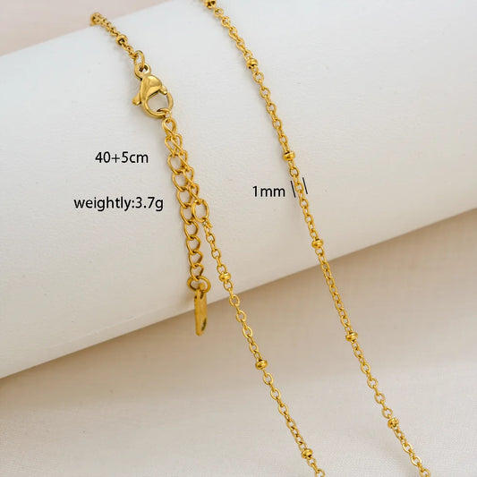Basic Studded  Simple Style Solid Color 304 Stainless Steel 18K Gold Plated Necklace