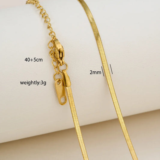 Snake Style Solid Color 304 Stainless Steel 18K Gold Plated Necklace