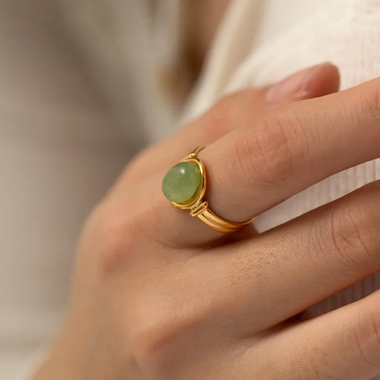 Lime Green 18K Gold Plated 316 Stainless Steel Oval Ring