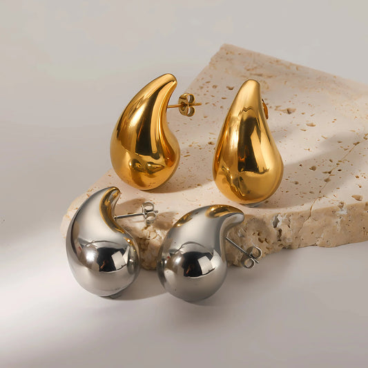 Water Droplets Plating 316L Stainless Steel 18K Gold Plated Ear Stud